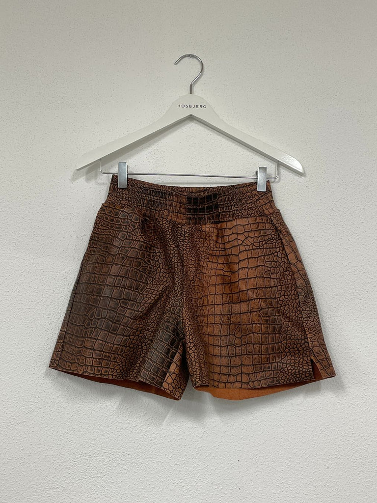 Croc leather shorts