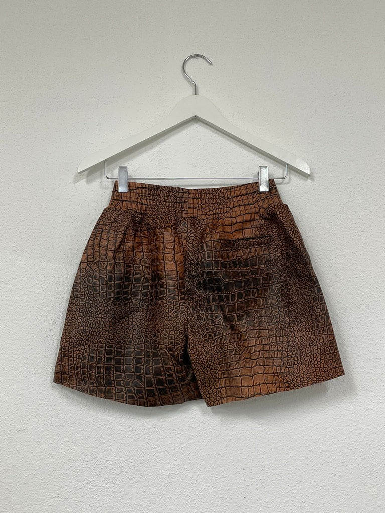 Croc leather shorts
